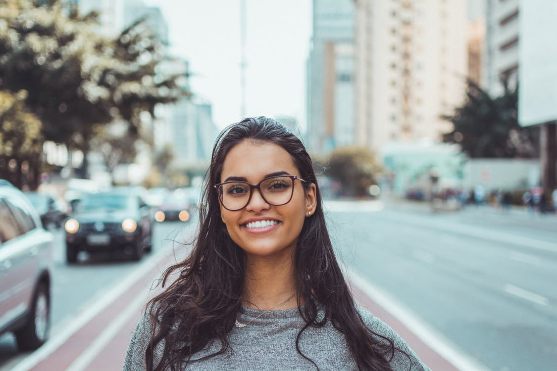 girl wearing glasses